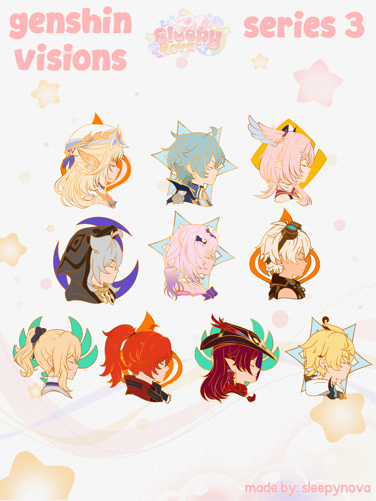 PREORDER!! New Genshin Impact Vision Pins: Series 3