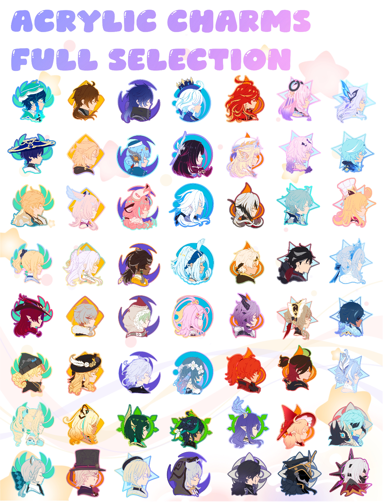 Genshin Impact Visions Acrylic Charms Set A