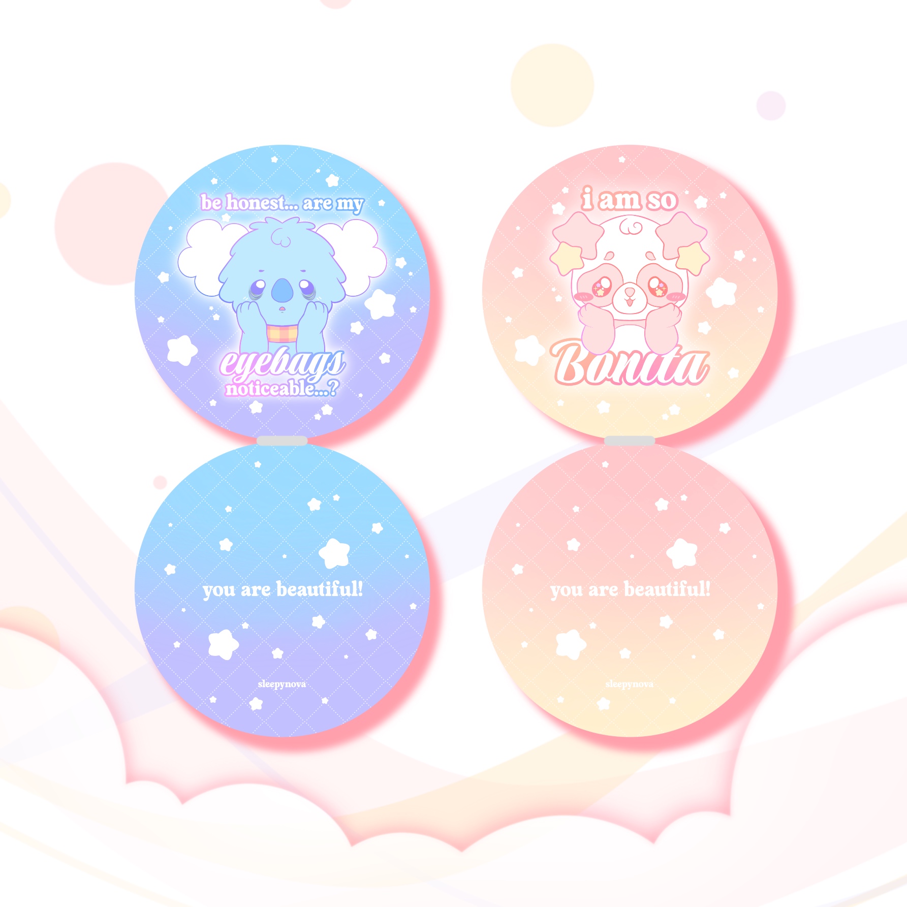 PREORDER Beri and Koka Kawaii Mini Pocket Mirrors