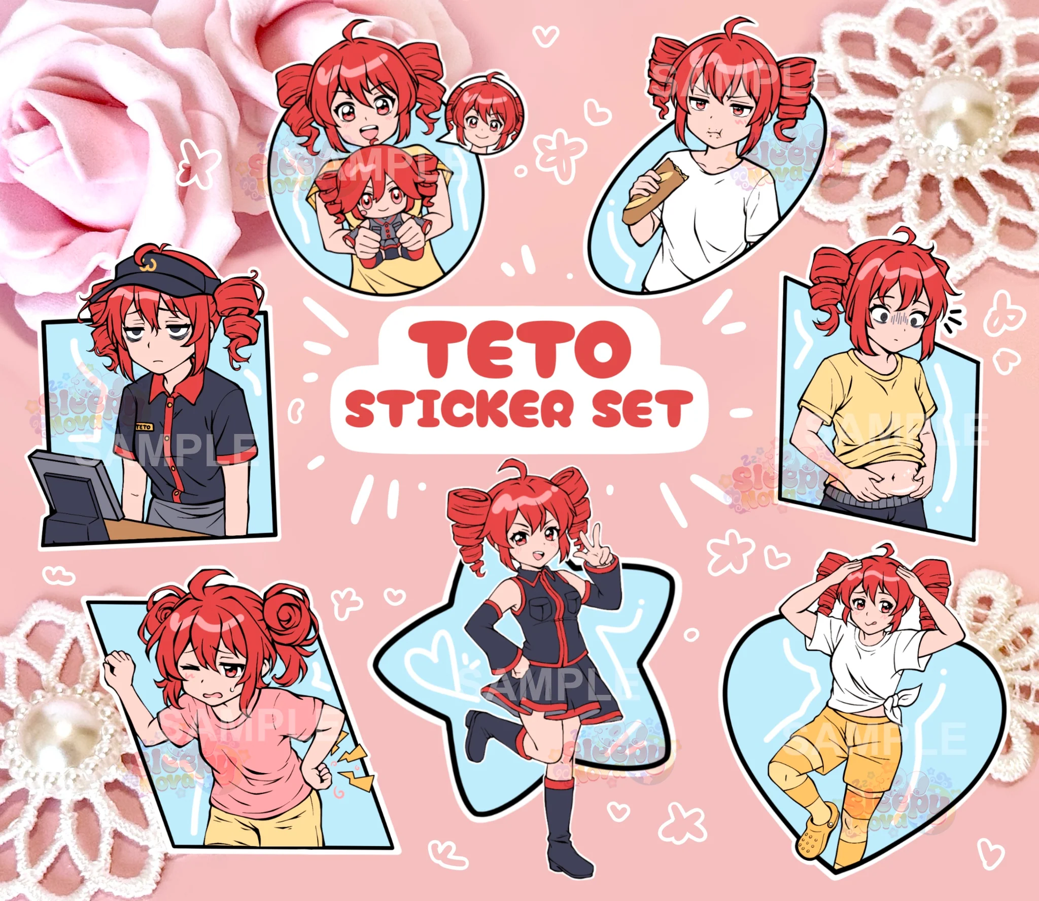 Kasane Teto Silly Vocaloid Vinyl Stickers